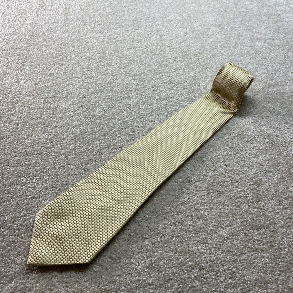 Calvin Klein Necktie Mens OS Gold Silver Micro Dot‎ Silk Formal Business Tie